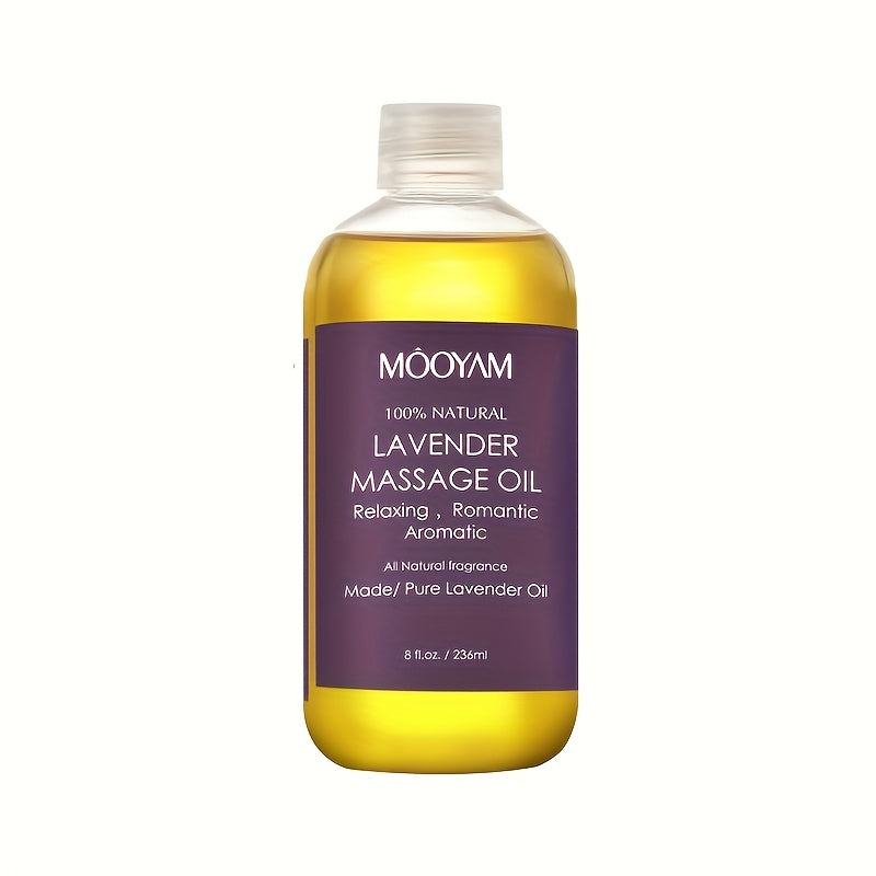 Lavender-Labeled Massage Oil in One or Three 236 ml Bottles with Pour Caps for Body-Care Routines