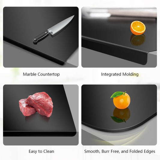Cutting Board Acrylic Counter-Lip Surface in Black or Clear, Two Sizes and Standard or Thickened Options