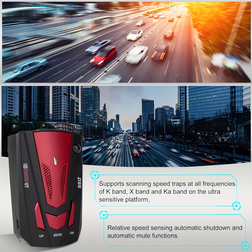 16-Band GPS Detector for Cars 360 Degree Anti-GPS Speed Camera LIDAR Detector Voice Alarm Real-Time Threat Alerts Enhanced Safety Features Secure Driving All Vehicles Universal