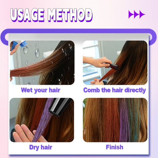 Temporary Hair Chalk Comb Set 14 Colors — Washable Hair Color Sticks with Plant-Based Squalane & Glycerin, Vibrant Streaks for Parties, Halloween, Festivals & Cosplay, Safe for All Hair Types