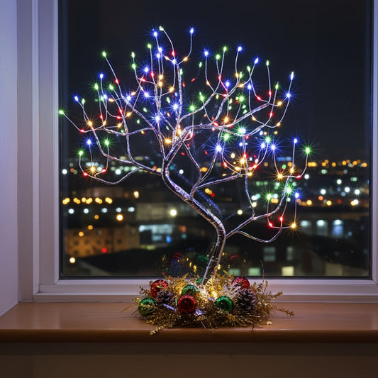 LED Bonsai Tree Light Tabletop Fairy Tree Lamp 108 LEDs 8 Lighting Modes Timer 20 Inch Warm White Silvery Branches Battery USB for Home Bedroom Party Wedding Christmas Holiday Decor
