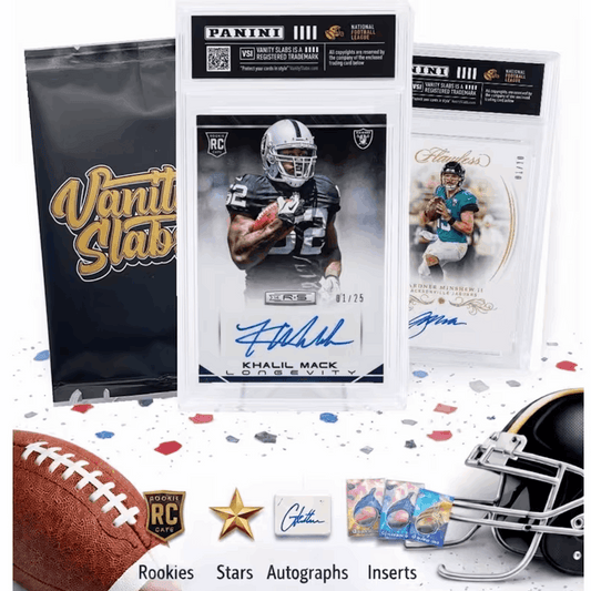 Football Card Vanity Slab Display Case | Random Rookie Star Autograph or Insert Card | Premium Protective Slab Included | Collectible Gift for Football Fans & Collectors