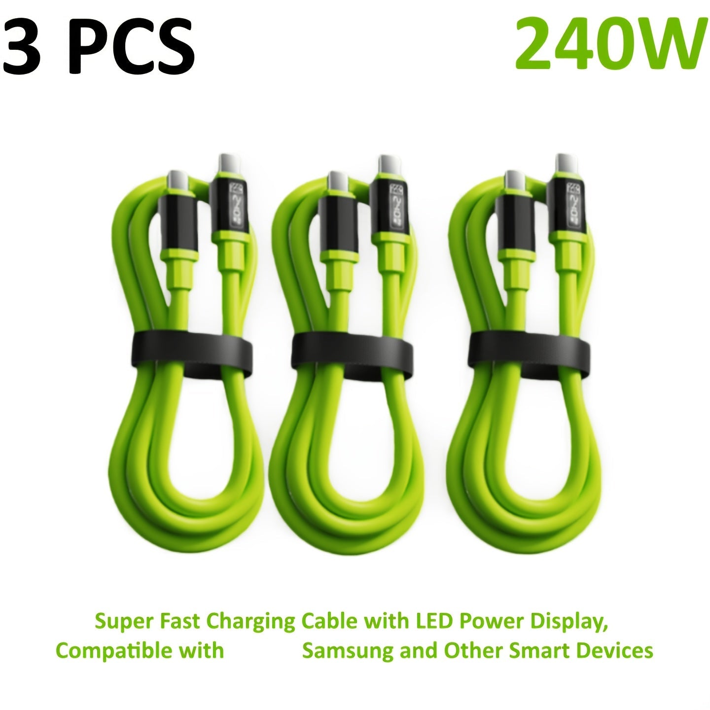 240W USB-C Fast Charging Cable 3/5 Pack 1.5M, Super Fast Charger Cord Compatible with iPhone 15 16, Samsung Galaxy S25 S24, iPad, MacBook, Android & All Type-C Devices, Sturdy Flexible Cord