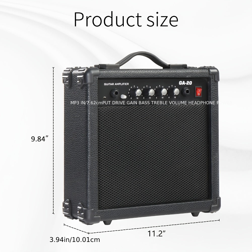 GA-20 20W Electric Guitar Amplifier with 6.5" Speaker, AUX MP3 Input & Headphone Output - Wood Panel Practice Amp for Beginner Intermediate Guitarist, Home Studio Stage