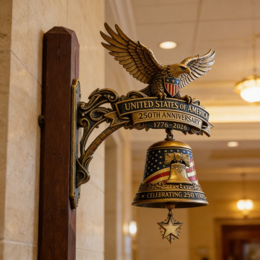 Patriotic Eagle Wind Chime – Vintage Metal Doorbell for Porch & Garden 250th Anniversary