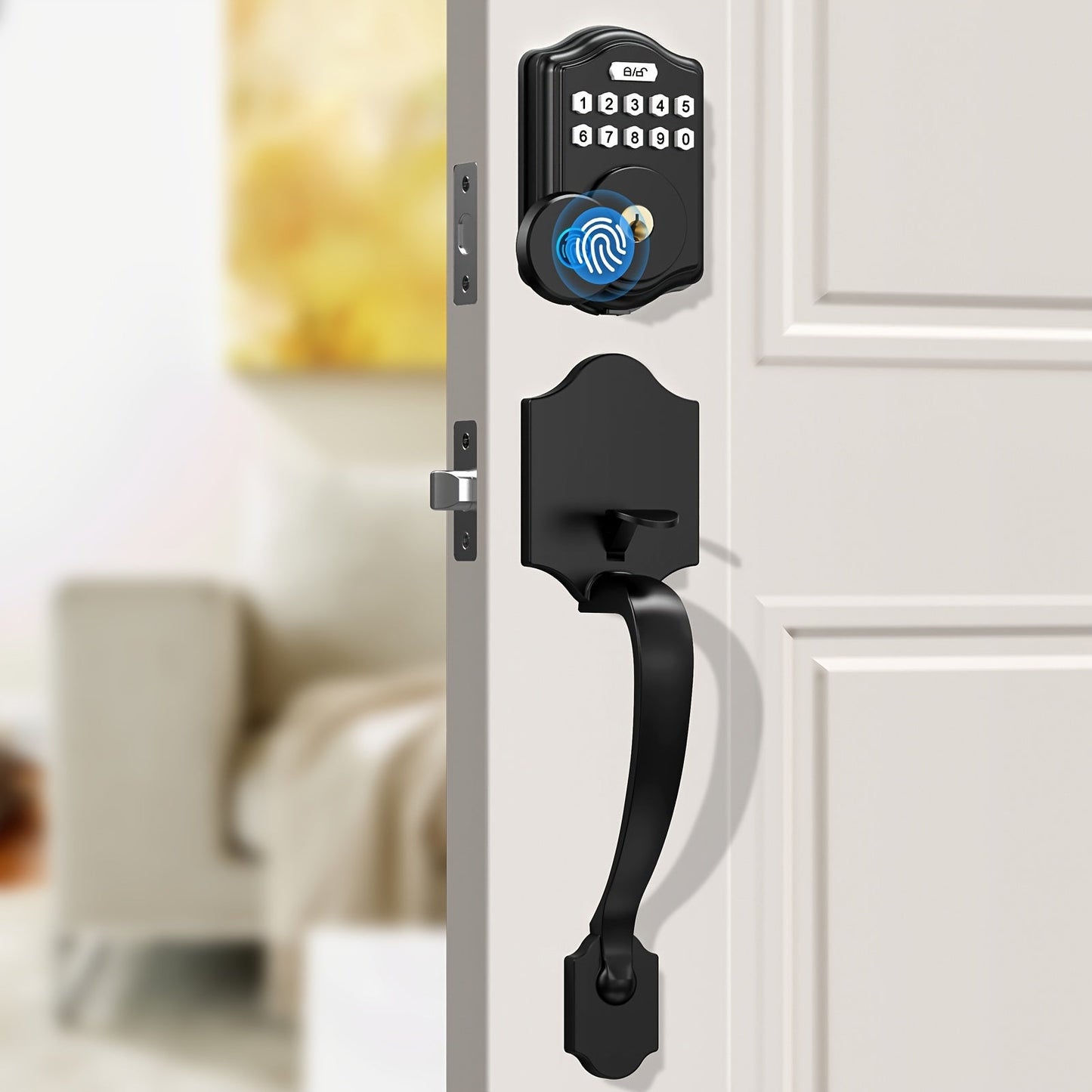 Keypad Deadbolt Lock Fingerprint Keyless Entry – Electronic Door Lock with Code Fingerprint & Key, 300 Users Temporary Code for Front Door Home Office