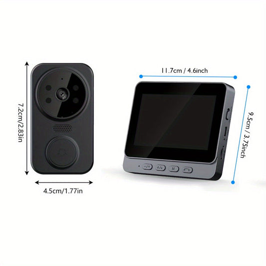 No WiFi Video Doorbell with 4.3" Indoor Monitor 1080P FHD – 120° Wide Angle, 850nm Night Vision, Two-Way Video Intercom, 2-Month Battery, SD Card Storage up to 256GB, One-Key Setup, Black