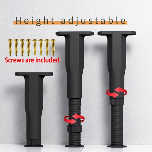 Adjustable Furniture Legs Heavy Duty Bed Frame Support 4-Pack – Durable Plastic Feet Pads with Enhanced Grip Base for Bed Sofa Dresser, Height 5.31"-11.02"