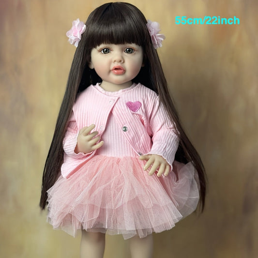 Reborn Doll, 22-Inch Standing Full-Vinyl Figure with Glued Wig, Acrylic Eyes and Clothing Set