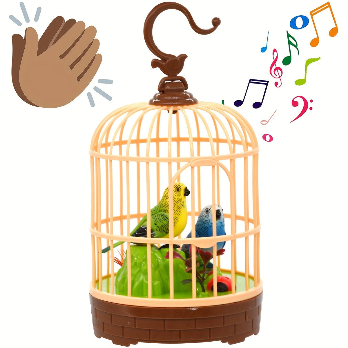 Mini Voice-Activated Birdcage Toy, Chirping & Wing-Fluttering Parrot, Interactive Sound-Responsive Animal Toy