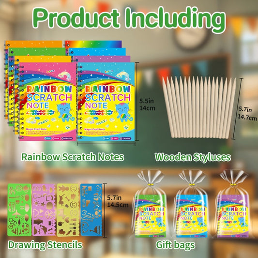 Scratch Art Notebooks 48 Pack Rainbow Scratch Paper Party Favors for Kids Birthday Gifts Bulk Art Craft Kit Scratch Pads for Boys Girls Classroom Prizes Goody Bag Fillers