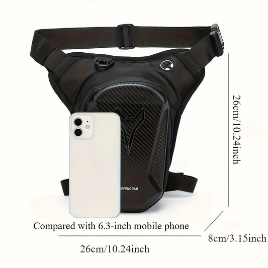 Waterproof Motorcycle Leg Bag EVA with Headphone Jack Double Zipper Adjustable Strap for Off-Road Riding - Thigh Waist Pack Secure Storage Black
