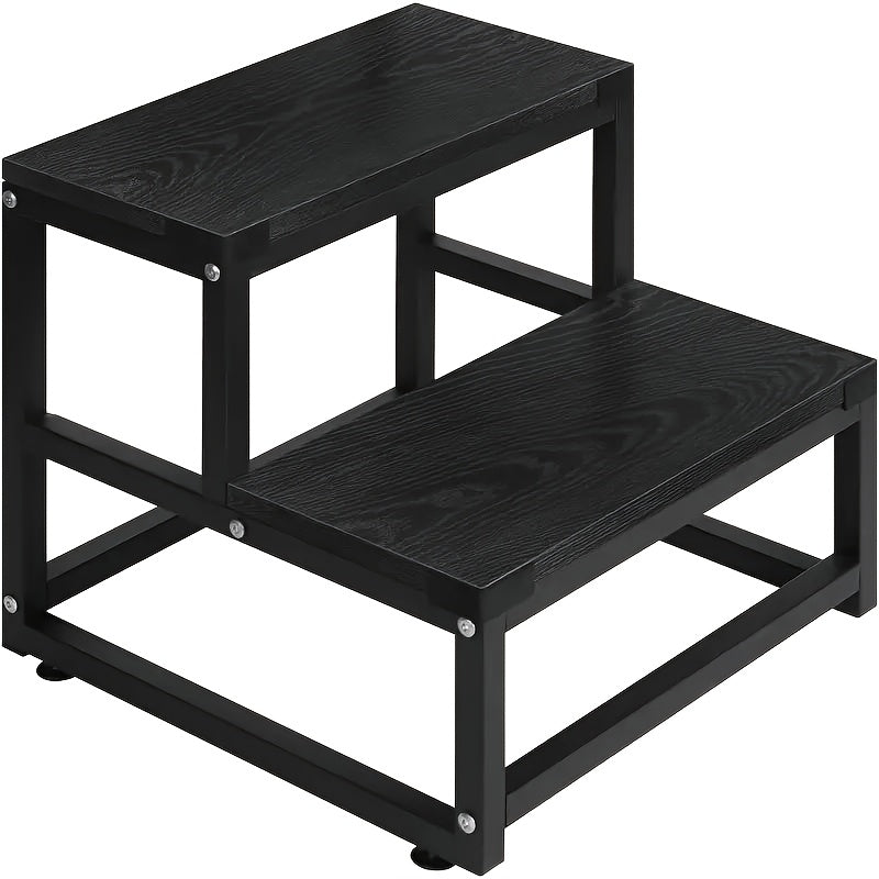 Fixed Two-Tier Metal Frame Step Stool, Approximately 15.7 x 15.7 x 13.2 Inches in Three Finishes