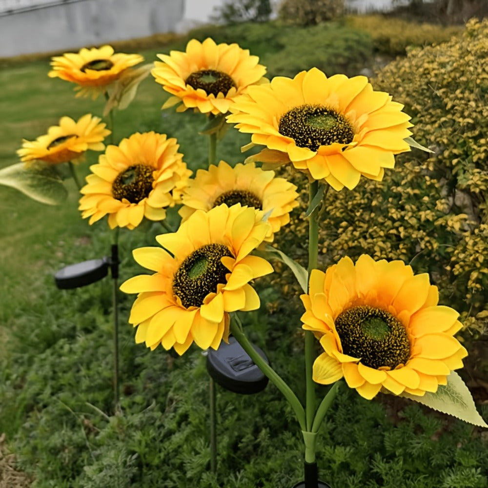 Solar Garden Lights 2-Pack Sunflower Stakes with 6 LED Blooms, IP65 and 75cm Height for Path Decor