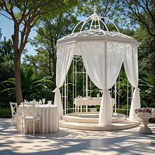 Outdoor Sheer Curtains Mosquito Net Drapes, 2/4 Pcs White Transparent Rod Pocket Handcraft Fabric, Adjustable for Gazebo Porch Patio Backyard Courtyard Cottage, Indoor Wedding Decor