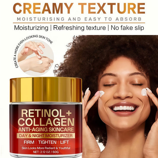 Face Moisturizer Cream Set Day & Night 2pcs Collagen Hyaluronic Acid Deep Hydration Facial Cream for Dry Skin Anti-Aging Plumping Morning Evening Skincare Routine Travel Gift