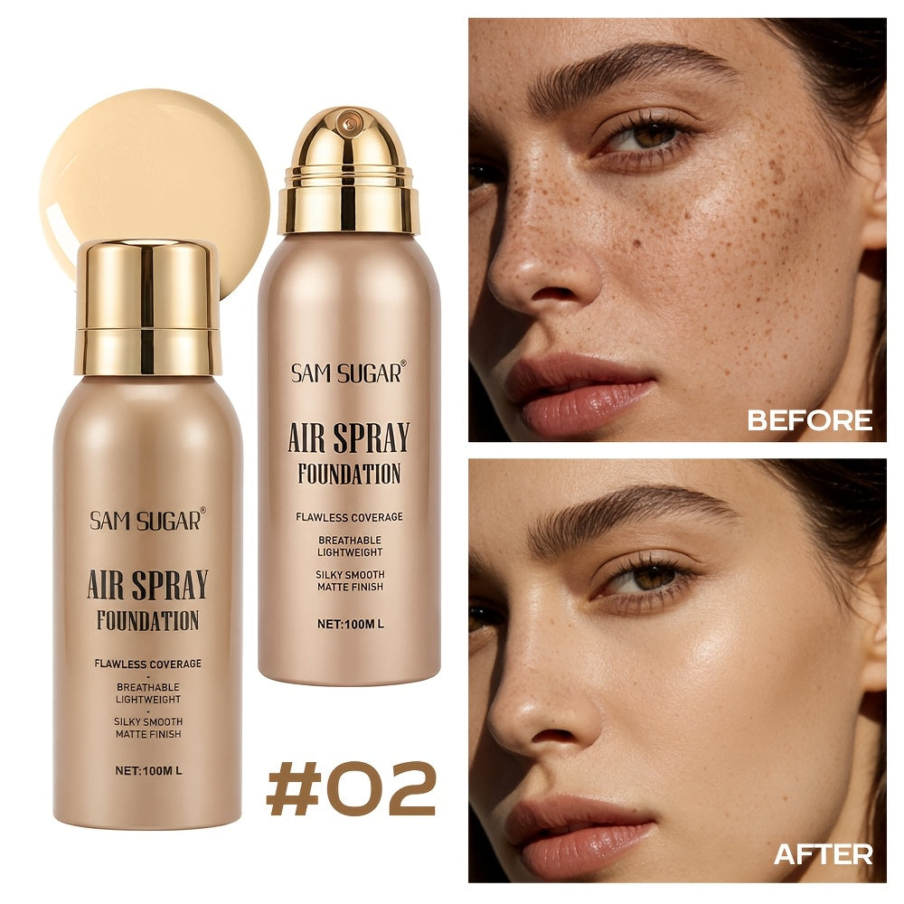Air-Spray Liquid Foundation in Gold-Tone Bottle with Four Numbered Shade Options from 01 to 04