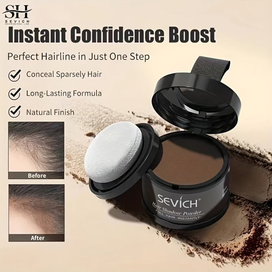 Thinning Hair Root Coverage Powder with Brush — Instant Hairline Concealer Natural Shadow Effect, Voluminous Lift Lightweight Sensitive Scalp Safe Formula, 8 Shades for Men & Women All Hair Types
