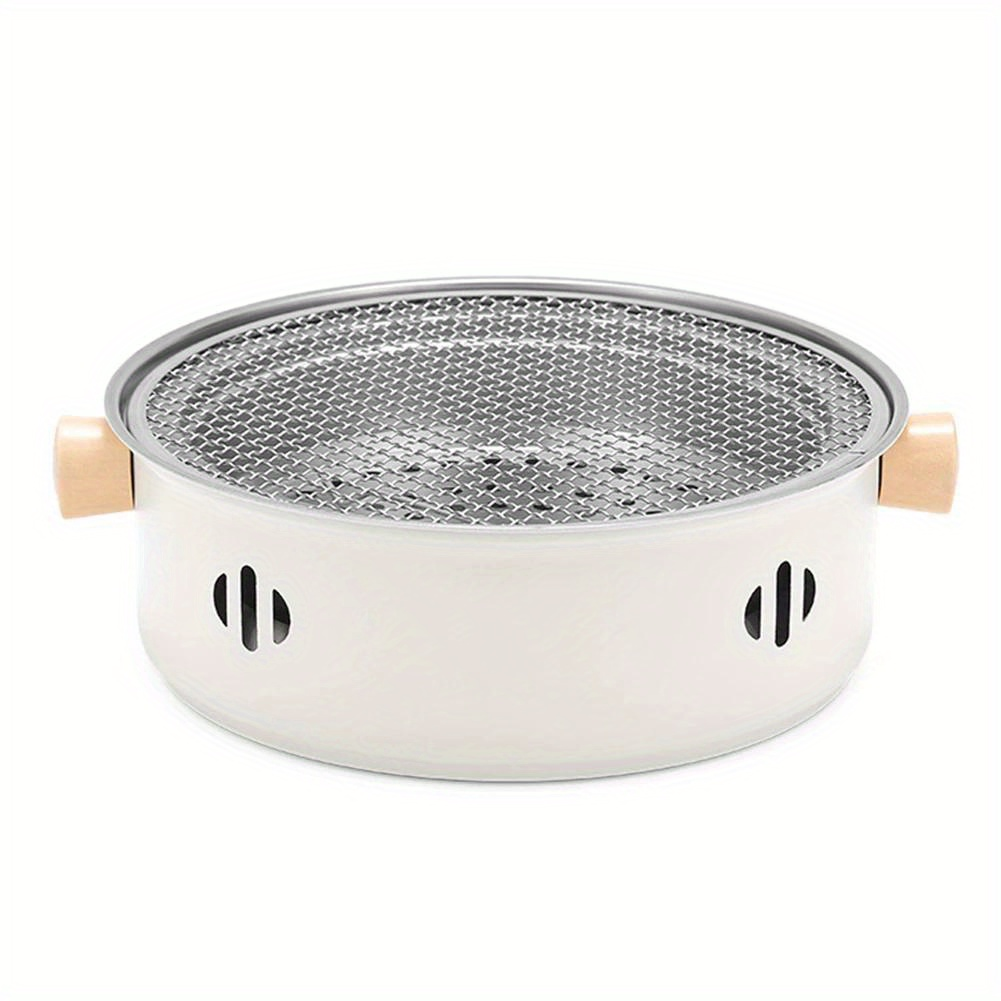 12.2-Inch Round Charcoal Grill Set with Stainless-Steel-Labeled Body, Charcoal Pan, Grids and Tongs