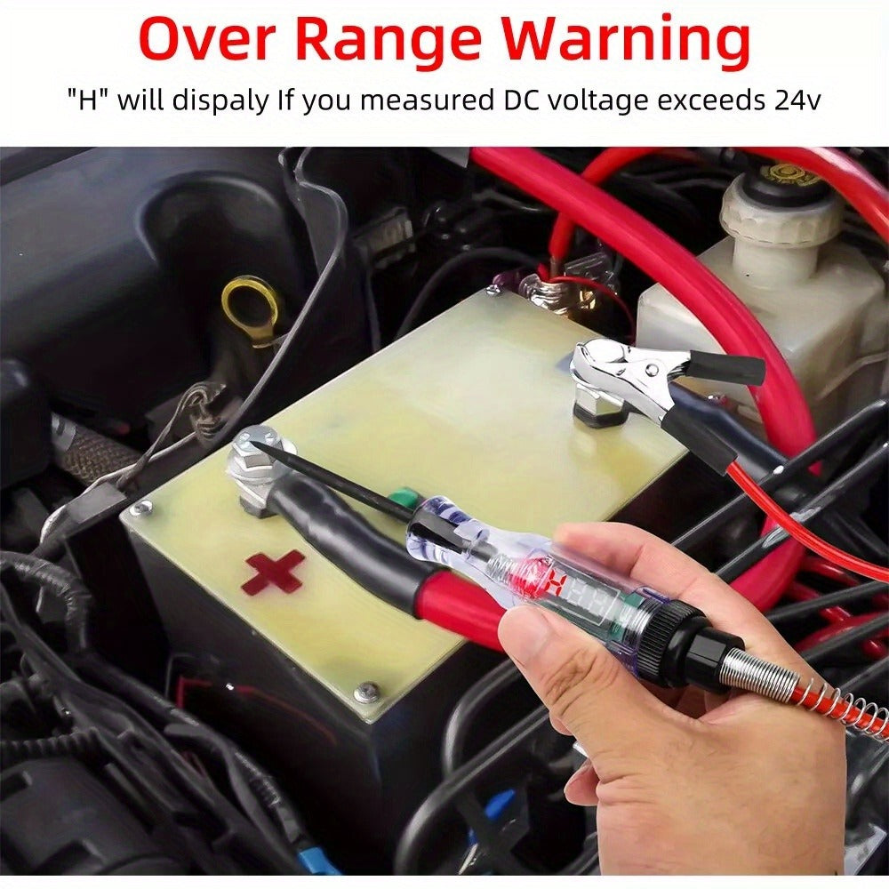 Two-Piece 6–24V Automotive Circuit Tester Pen Set with Coiled Leads, Probes and Alligator Clips