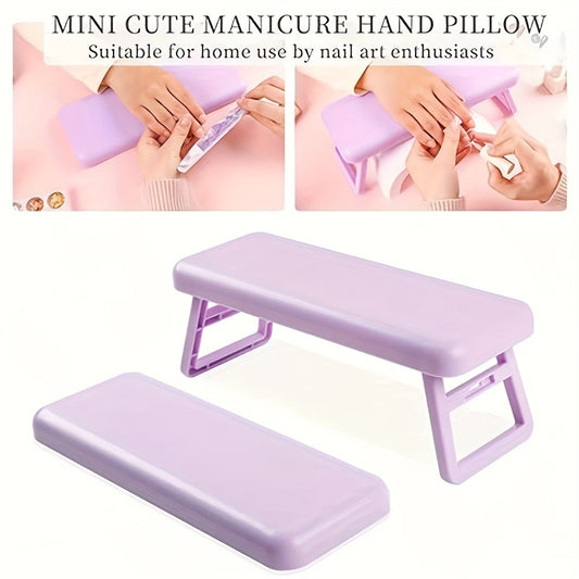 Folding Nail Armrest Hand Rest for Nail Technicians - Cushioned Wrist Support Pillow Bracket, Portable Manicure Table Stand, Professional Salon Nail Station Accessory, Pink White Purple