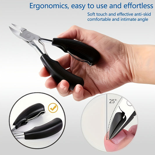 Ingrown Toenail Clipper Kit 7 Piece Professional Pedicure Set with Curved Blade Angled Head Nail File Cuticle Nipper Dead Skin Remover for Thick Toenails Men Women Elderly