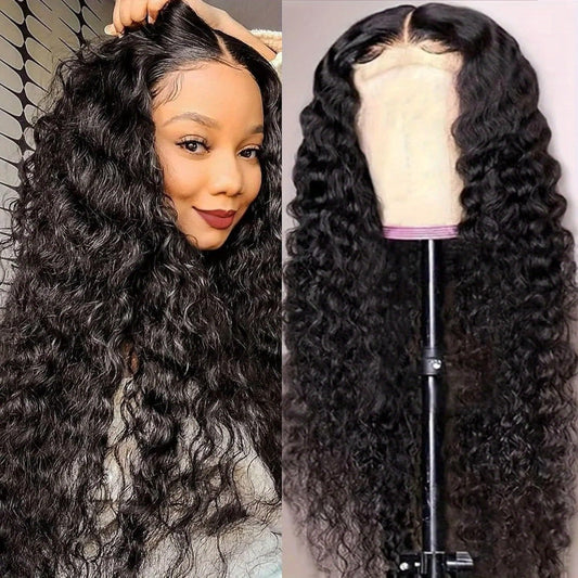 Jerry Curly Wig Human Hair Wear and Go Lace Closure Glueless Pre Cut Pre Plucked Natural Black All Skin Tones for Women Men 14 16 18 20 24 Inch