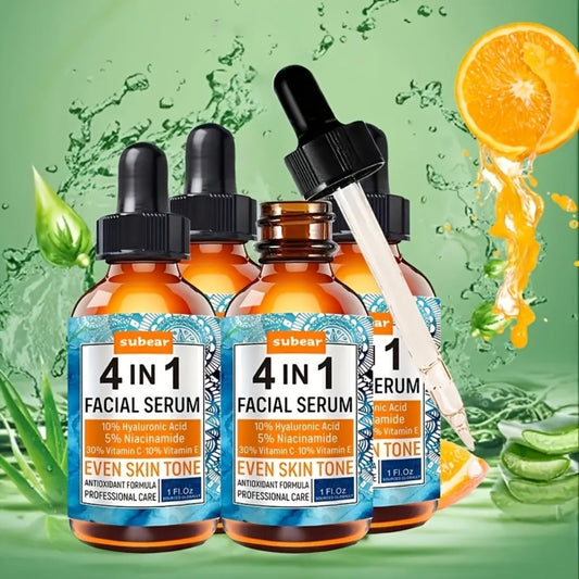 Hyaluronic Acid Facial Serum Set 4-in-1 – Niacinamide, Vitamin C & Vitamin E Moisturizing & Brightening Serums for All Skin Types, 30ml Each, 4 Pieces