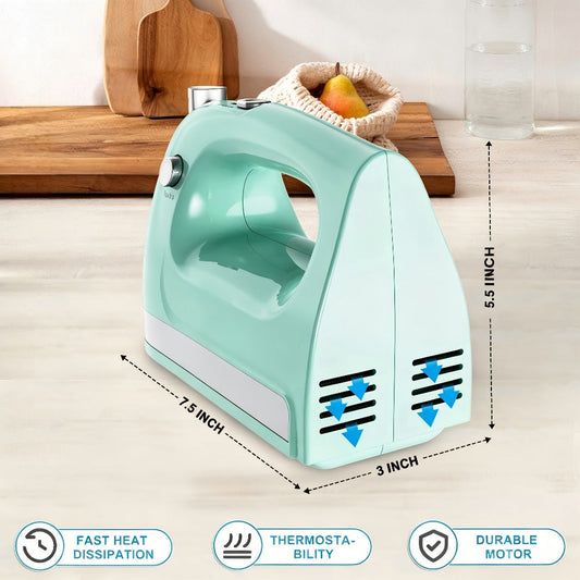 Electric Hand Mixer 5 Speed Turbo Boost - 5 Stainless Steel Accessories, Optional Storage Case, Handheld Mixer for Cookies, Cake, Bread & Baking, Kitchen Gift in 5 Colors Pink Green Purple Black