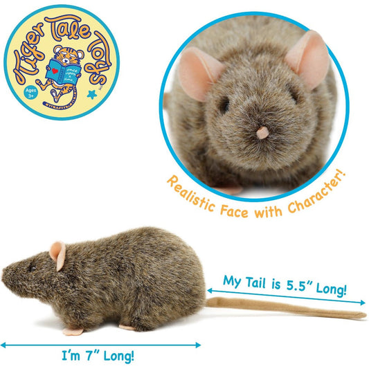 Plush Toy – Reuben Realistic Brown Rat 7-Inch Stuffed Animal with Source-Listed Story Card