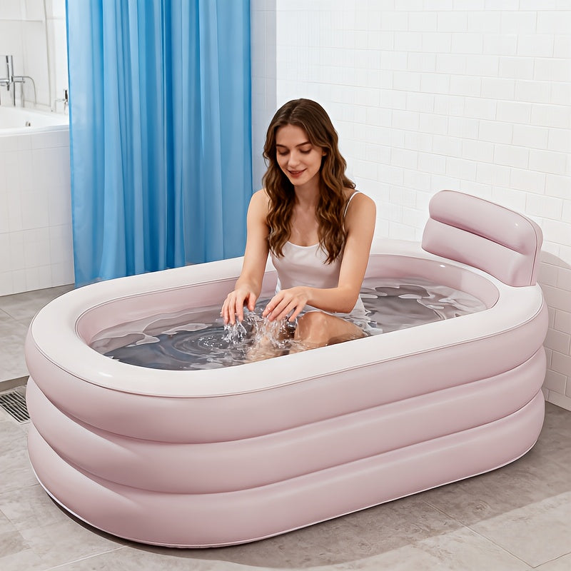 Inflatable Bathtub | Portable Foldable Adult Soaking Tub Backrest Home