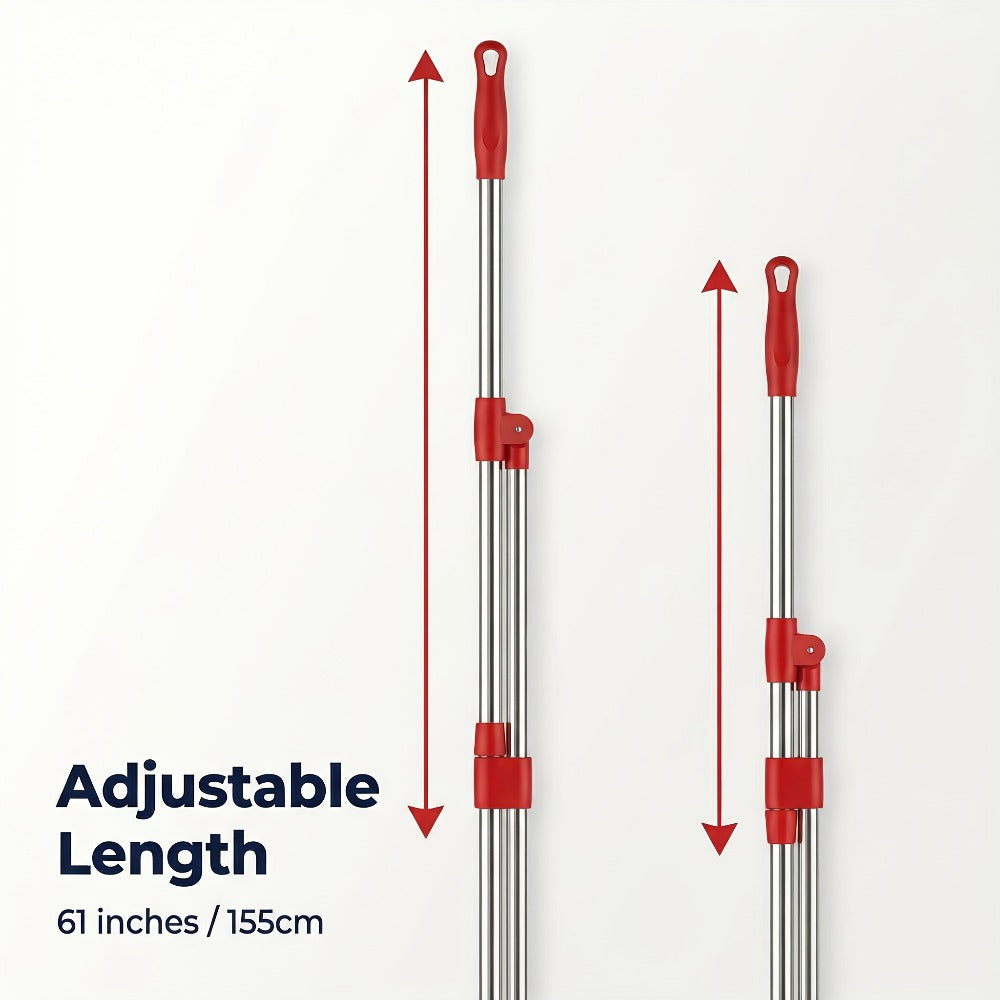 Spin Mop and Dual-Compartment Wringer Bucket Set with Telescoping Handle and Four Mop Heads
