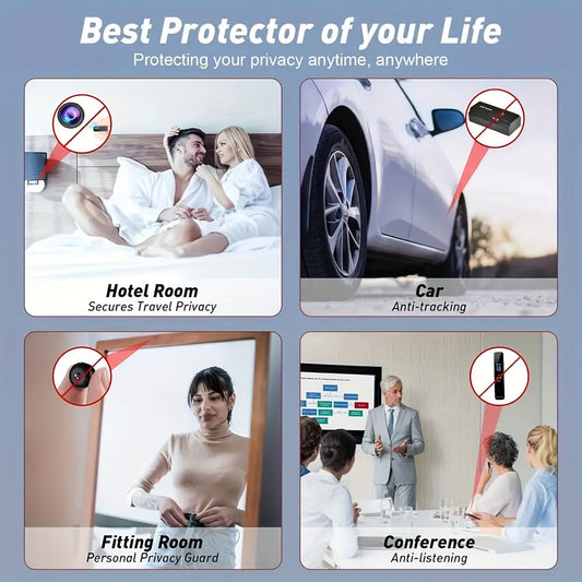 Hidden Camera Detector Anti-Spy RF Signal Scanner, GPS Tracker Finder, Wireless Bug Detector – Portable Privacy Protection for Hotels, Airbnb, Rental Cars, Offices & Travel