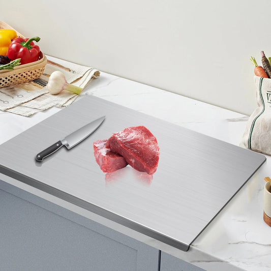 Stainless Steel Cutting Board – 304 Grade Butcher Block Rolling Board, Large Kitchen Chopping Board for Meat, Vegetables & Bread, Non-Slip Household Kitchen Supplies