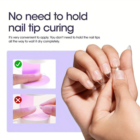 Solid Nail Glue Gel for Press On Nails 30g with UV Nail Lamp – Super Strong Gel Nail Glue for Acrylic Nails, Gel Tips & 3D Nail Art – Long-Lasting Up to 28 Days, Natural Resin Formula, LED Cured