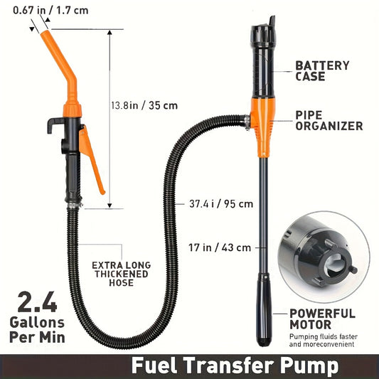 Electric Siphon Pump 2-Pack – Battery Operated Fuel Transfer Pump 2.6 GPM for Gas Diesel Oil, 35" Hose, Portable Hand Fuel Pump Multi-Use