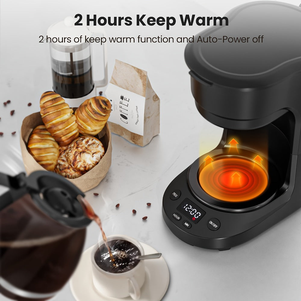 Five-Cup Programmable Drip Coffee Maker with 0.75 L Tank, LED Display and Two-Hour Keep-Warm Mode