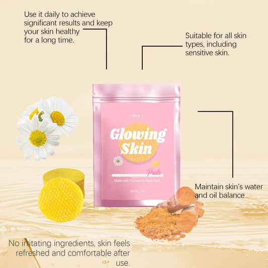 Turmeric Kojic Acid Facial Cleansing Pads Dark Spot Remover 40/80pcs – Brightening Exfoliating Toner Wipes for Hyperpigmentation, All Skin Types, Travel