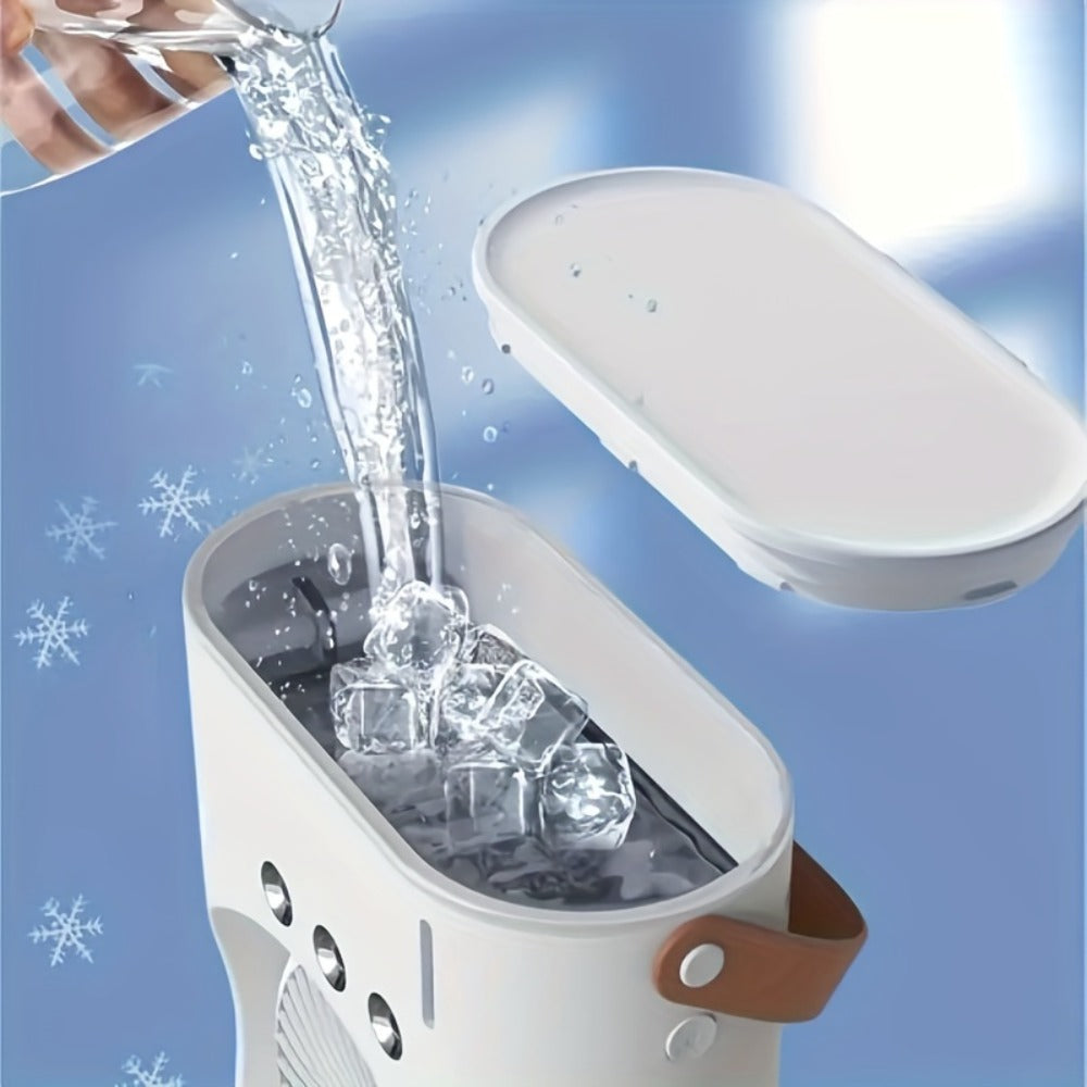 Dual-Head Misting Fan with Top-Fill Reservoir, Adjustable Heads, Spray Control and USB Rechargeable Power