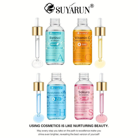 Face Serum Set 4-Piece Day & Night with Vitamin C Retinol Hyaluronic Acid Ceramide - Brightening Firming Deep Hydration Anti-Aging Niacinamide Collagen Serum Kit for Women