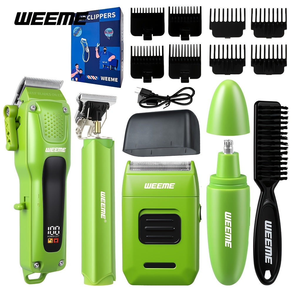 Hair Clippers & Trimmers WEEME Four-Piece Set with Clipper, T-Blade, Foil Shaver, Nose Trimmer and Two Colors