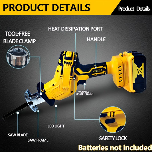 Reciprocating Saw Brushless Cordless for DeWalt 20V Battery – 0-3500 SPM Variable Speed, Tool-Free Blade Change, 4 Saw Blades Included, for Wood, Metal & PVC Cutting (Battery Not Included)