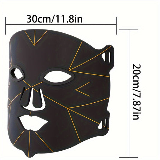 LED Face Mask 7 Color Light Therapy Photon Skin Rejuvenation Mask Portable Silicone Beauty Device USB Rechargeable Anti-Aging Acne Wrinkle Treatment for Women Men Black White