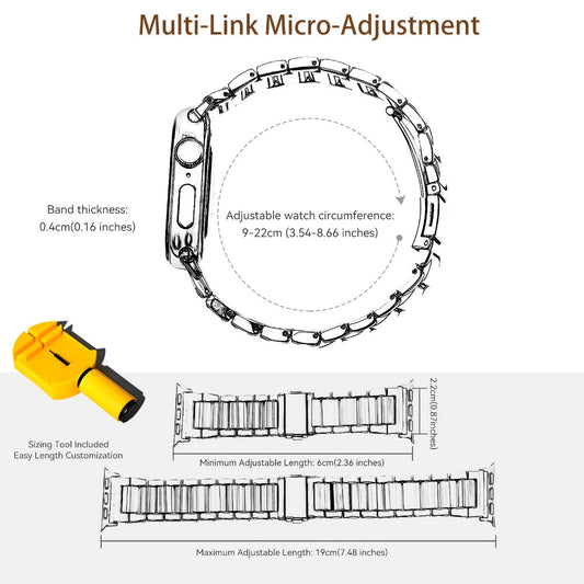 Watch Band with Stainless Steel and Resin Links in Gradient Brown or Rainbow Colors for Apple Watch Sizes
