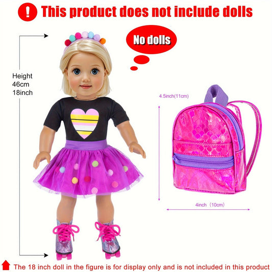 18 Inch Doll Travel Accessories Set 25 Pcs – Unicorn Suitcase Roller Skates Backpack Outfit Hairpins School Supplies, Fits American Girl & Most 18 Inch Dolls, Birthday Christmas Gift for Girls Ages 3-12 No Doll