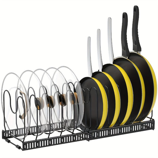 13-Shelf Metal Kitchen Storage Rack Organizer – Extendable Cookware & Utensil Shelf for Cabinet, Countertop, Sink – Freestanding Kitchen Cabinet Organizer with Golden Tube Design