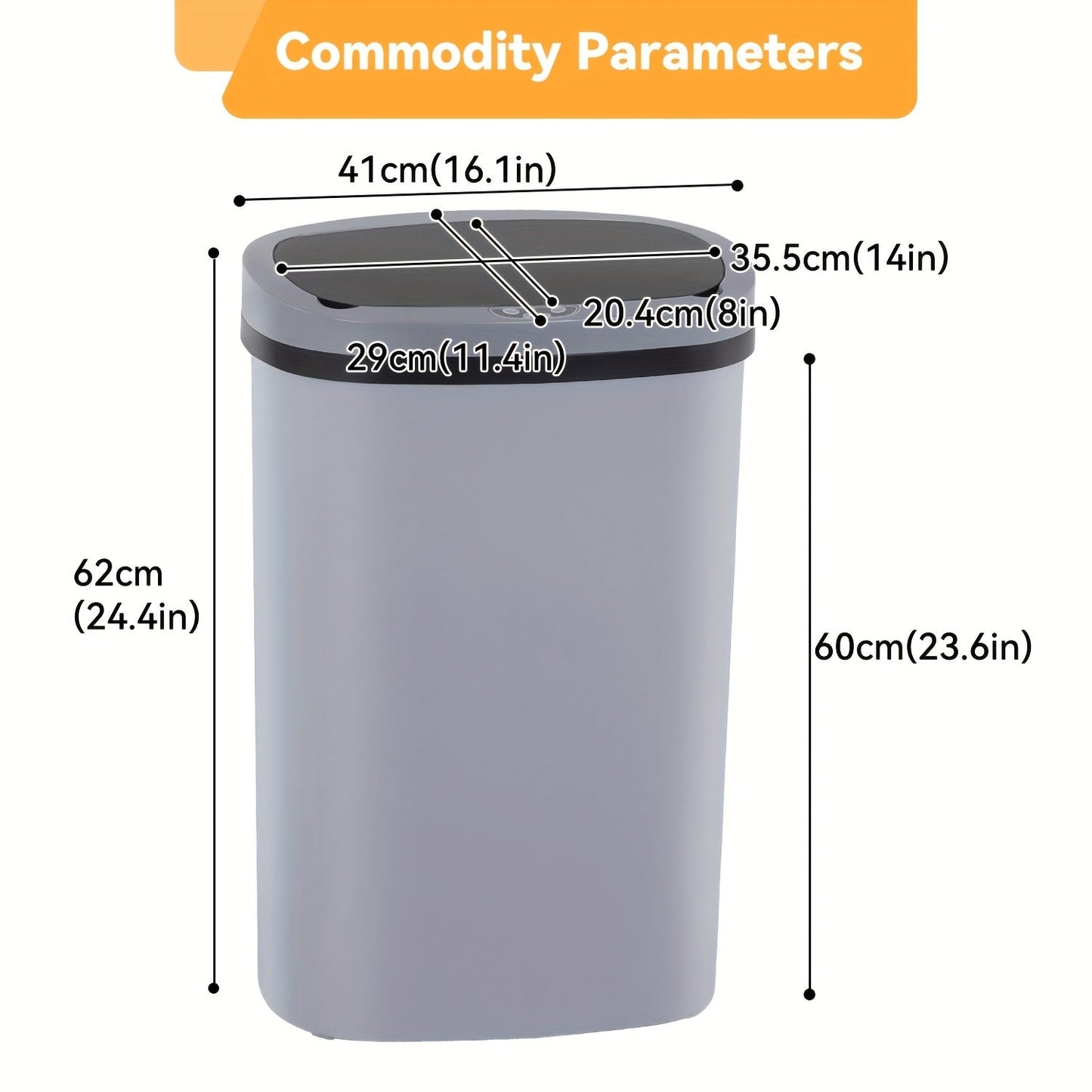 Touchless Motion Sensor Trash Can 13 Gallon 50L – Automatic Kitchen Garbage Can for Home Office Bedroom Living Room