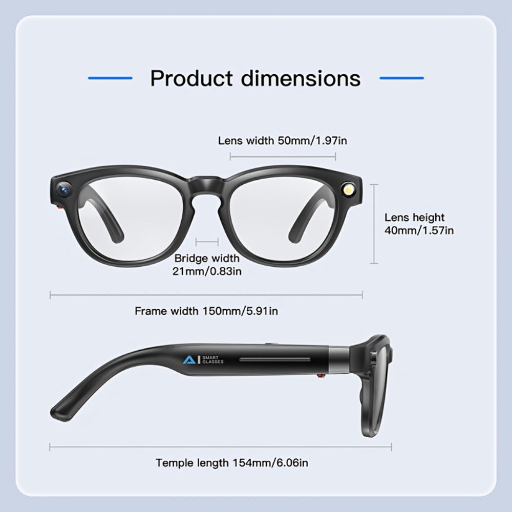 ChatGPT Smart Glasses 4K Camera 16GB – AI Real-Time Translation 150+ Languages, Voice Assistant, Wireless Calling & Music, Video Recording Wearable Tech for Men Women Travel Business
