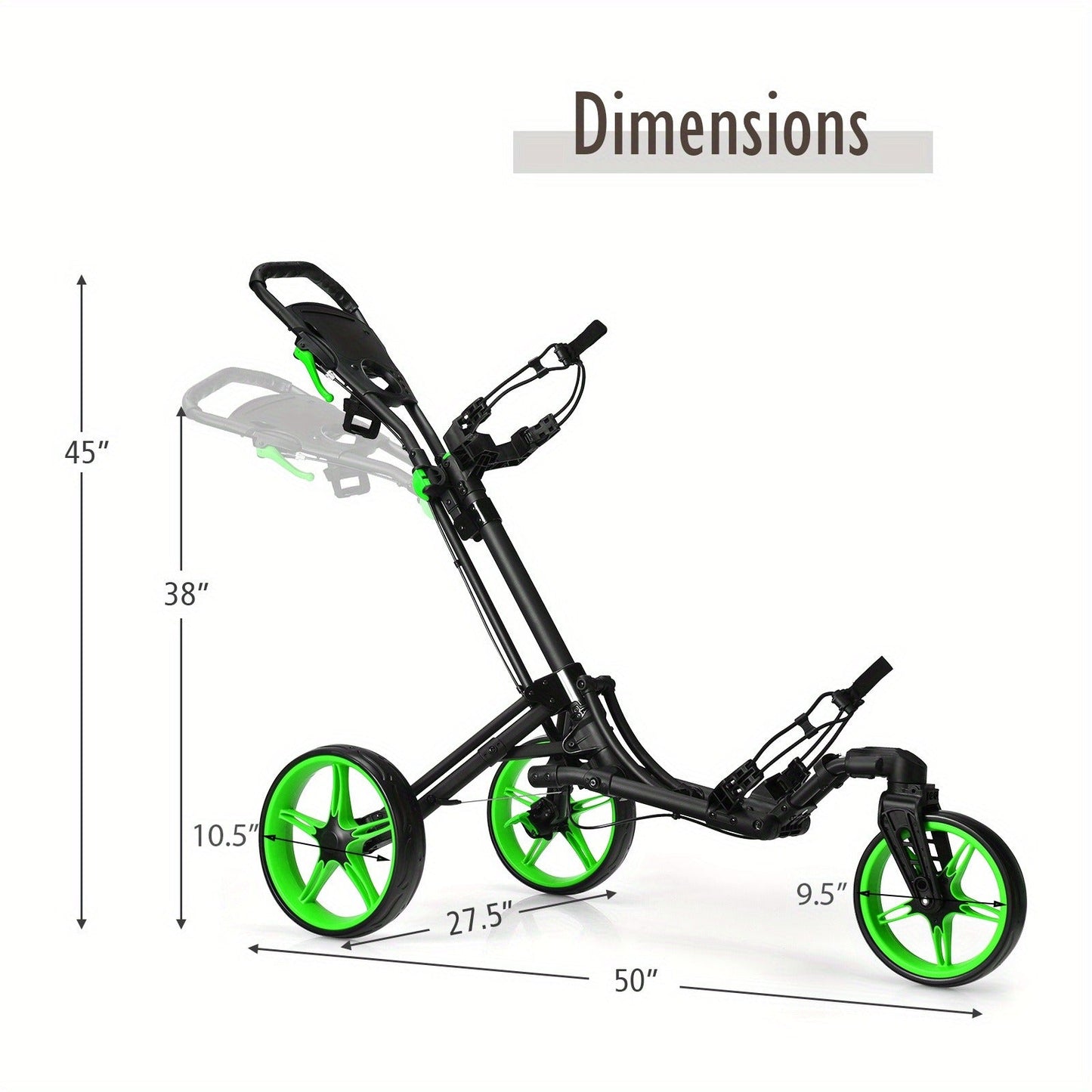 Golf Push Cart 3 Wheel Folding – Lightweight Aluminum Golf Trolley with Scoreboard, Adjustable Handle & Swivel Front Wheel