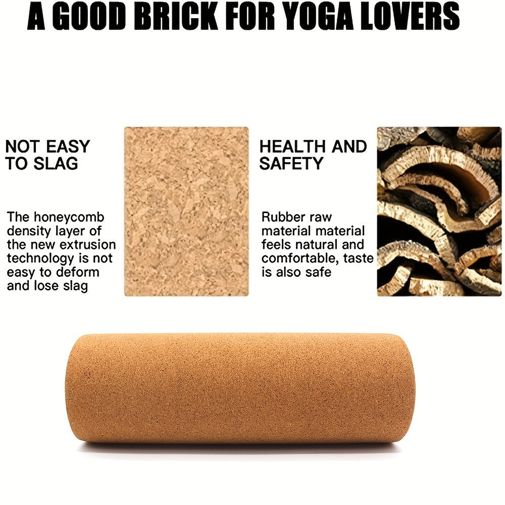 11.81-Inch High-Density Cork Yoga Roller with Textured Surface for Stretching and Muscle Massage